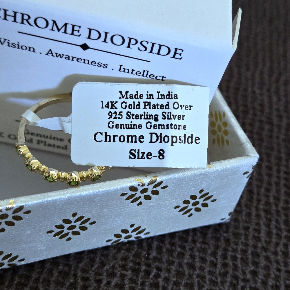 Shivam Chrome Diopside💚 Half Eternity♾️ Ring - NIB - Picture 7 of 15